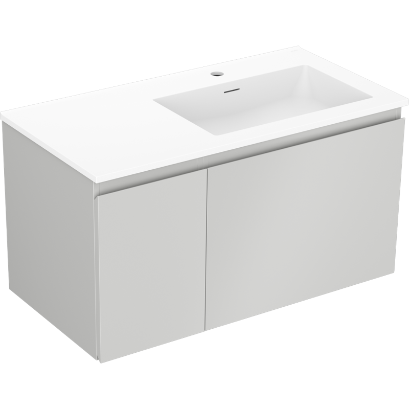 Servantskap med vask 90 cm grå matt/hvit matt Mexen Orio Otis høyre – 91A13-09047-3-BBFF62-W18P01