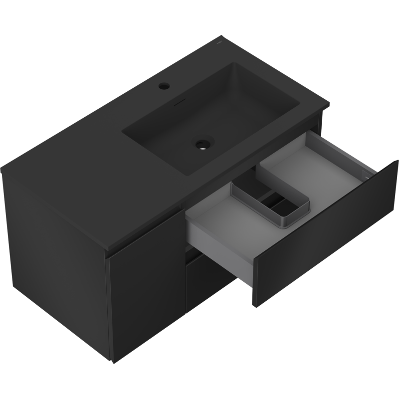 Servantskap med vask 90 cm svart matt høyre Mexen Orio/Otis – 91A13-09047-3-BBFFF71-W18P71
