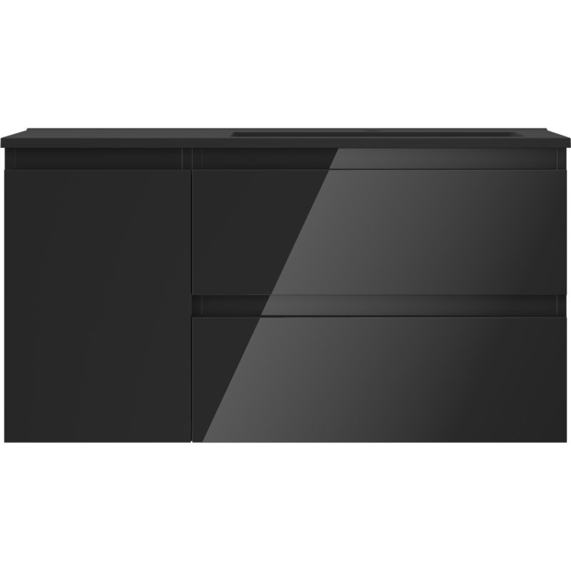 Servantskap med vask 90 cm svart høyglans/matt Mexen Orio Otis høyre – 91A13-09047-3-BBFFF70-W18P71