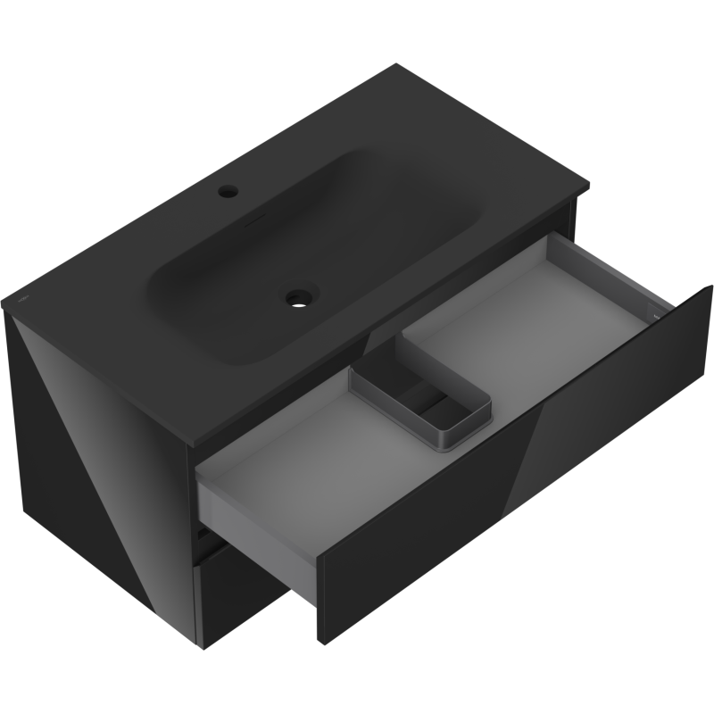 Servantskap med vask 90 cm svart, 2 skuffer, Mexen Orio Vela – 91A10-09047-2-BFF70-W23M71