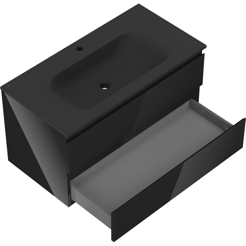 Servantskap med vask 90 cm svart, 2 skuffer, Mexen Orio Vela – 91A10-09047-2-BFF70-W23M71