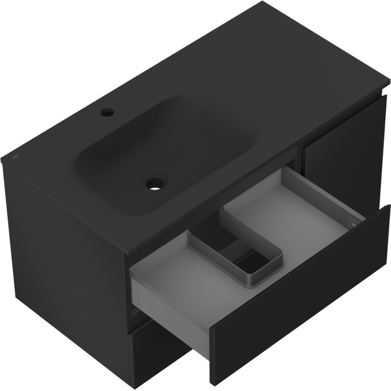 Servantskap med vask 90 cm svart matt Mexen Orio Vela venstre – 91A13-09047-3-BBFFF71-W23L71