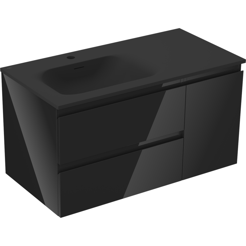 Servantskap med vask 90 cm svart høyglans/matt Mexen Orio – 91A13-09047-3-BBFFF70-W23L71