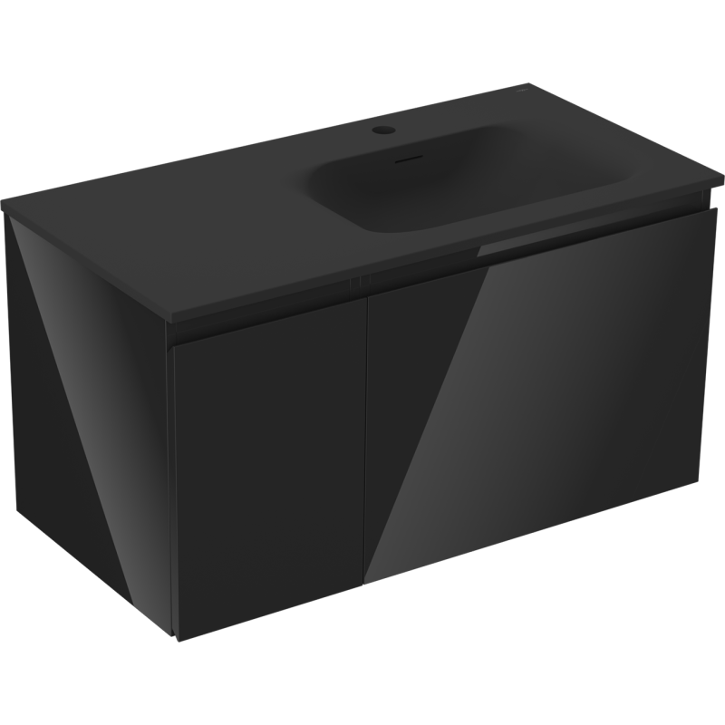 Servantskap med vask 90 cm svart høyglans/matt Mexen Orio – 91A13-09047-3-BBFF70-W23P71