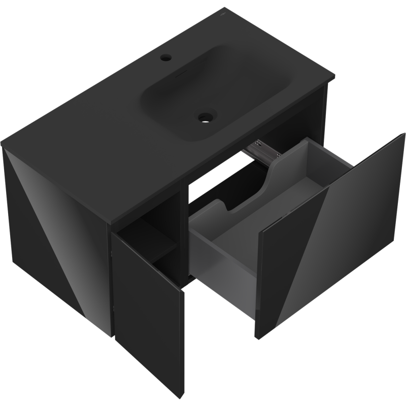 Servantskap med vask 90 cm svart høyglans/matt Mexen Orio – 91A13-09047-3-BBFF70-W23P71