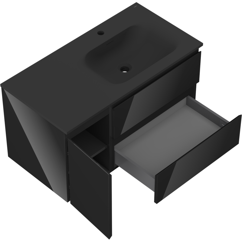Servantskap med vask 90 cm svart høyglans/matt Mexen Orio – 91A13-09047-3-BBFFF70-W23P71