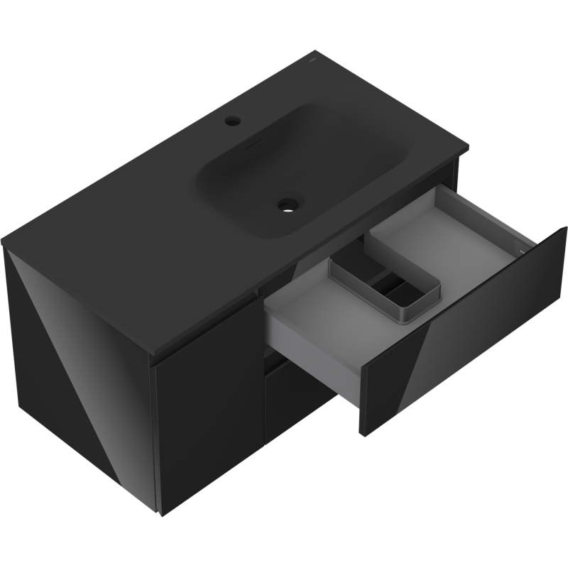 Servantskap med vask 90 cm svart høyglans/matt Mexen Orio – 91A13-09047-3-BBFFF70-W23P71