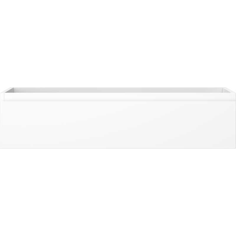 Underskap til servant i hvit matt finish, rektangulær form og minimalistisk design uten håndtak.