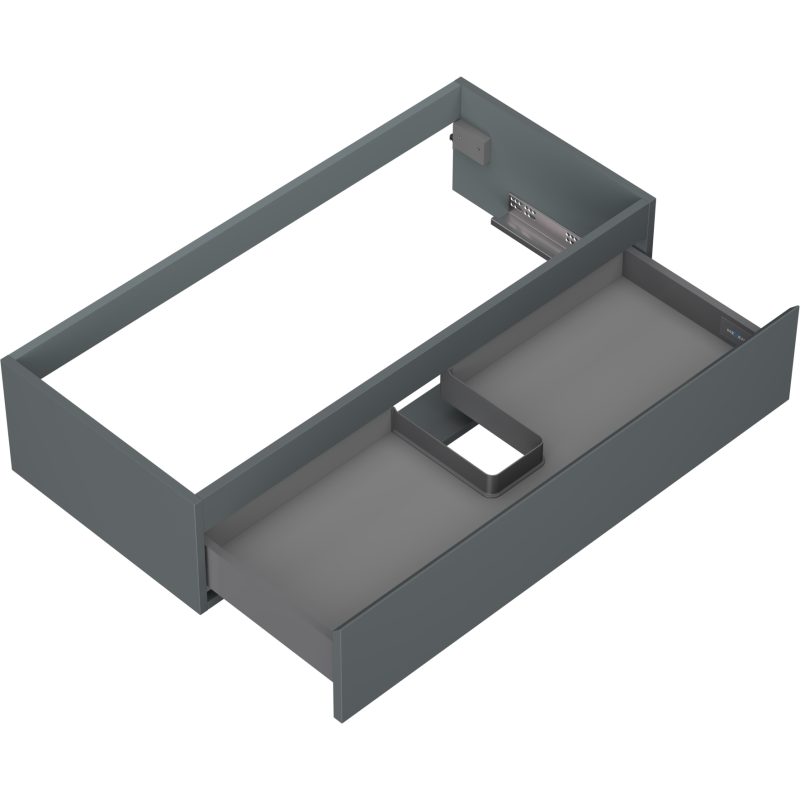 Servantskap uten vask 100 cm Mexen Orio i grafitt matt med én åpen skuff og rørutskjæring.