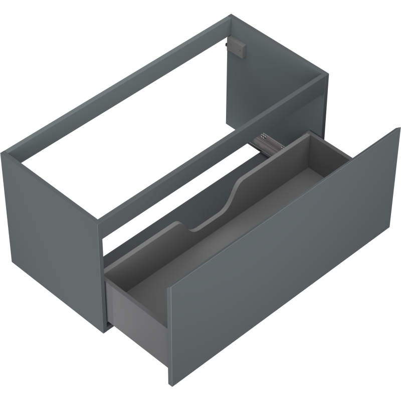 Servantskap uten vask 100 cm Mexen Orio i grafitt matt med åpen skuff og utsparing bak.