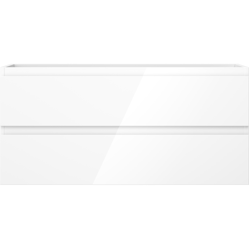 Underskap til servant i hvit høyglans med to skuffer og innfelte horisontale håndtak.