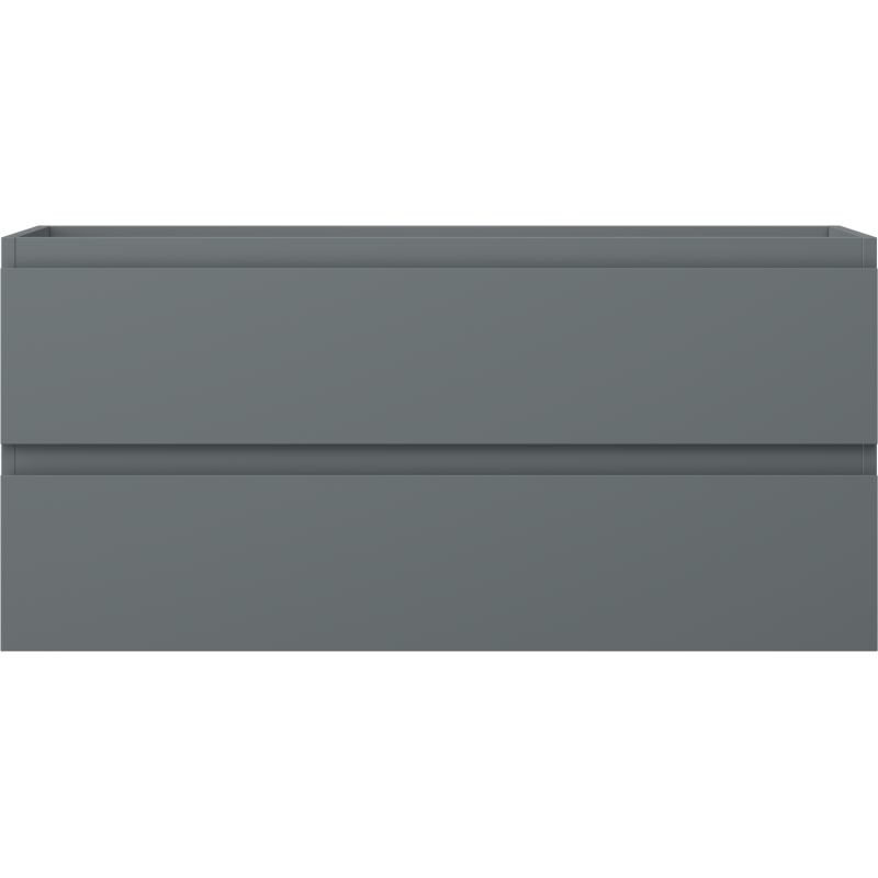 Underskap til servant Mexen Orio 100 cm i grafitt matt med to skuffer og håndtaksløst design.