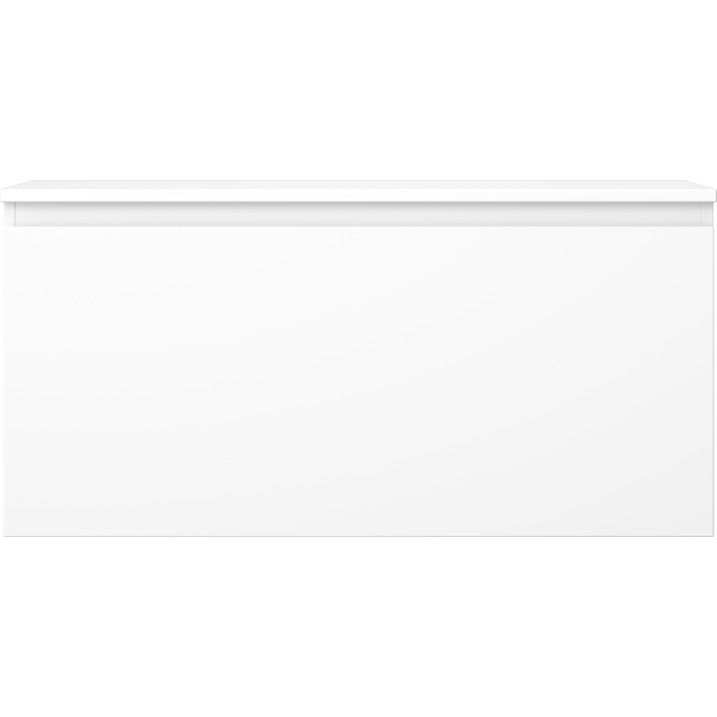 Underskap til servant Mexen Orio 100 cm i hvit matt med én skuff, sett rett forfra.