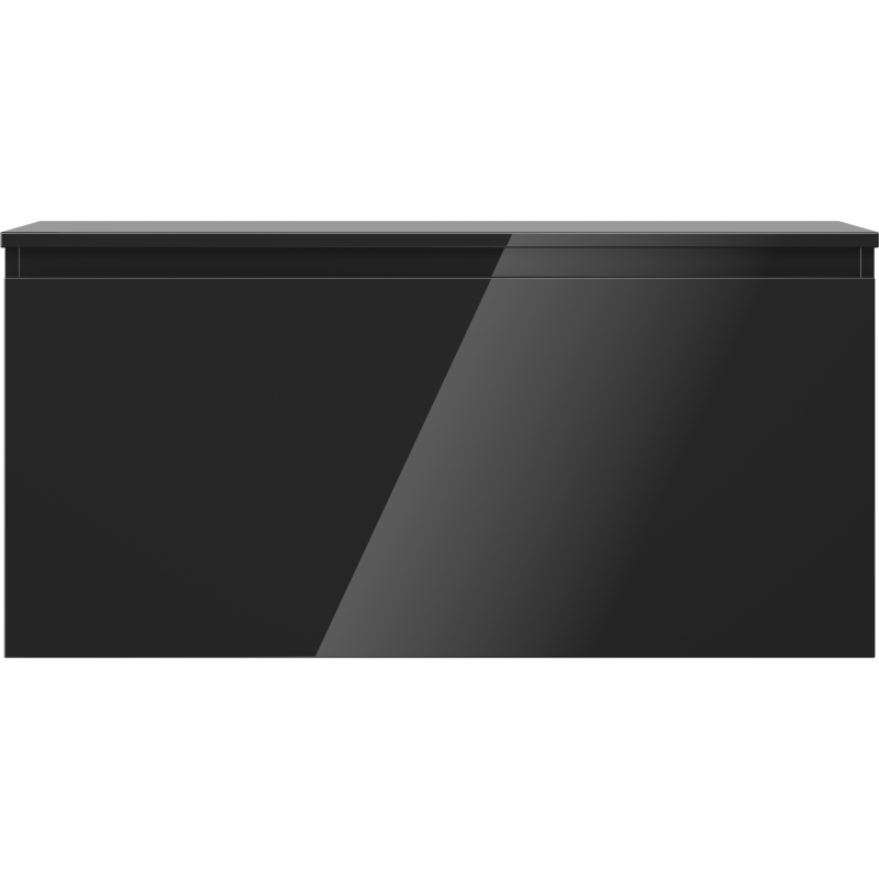 Underskap til servant Mexen Orio 100 cm i svart høyglans sett rett forfra uten synlige håndtak.