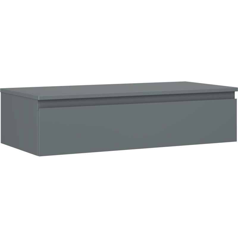 Servantskap 100 cm grafitt matt med én skuff, sett skrått forfra uten synlige håndtak.