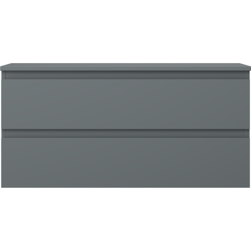 Underskap til servant i matt grafitt med to skuffer, rett forfra uten synlige håndtak.