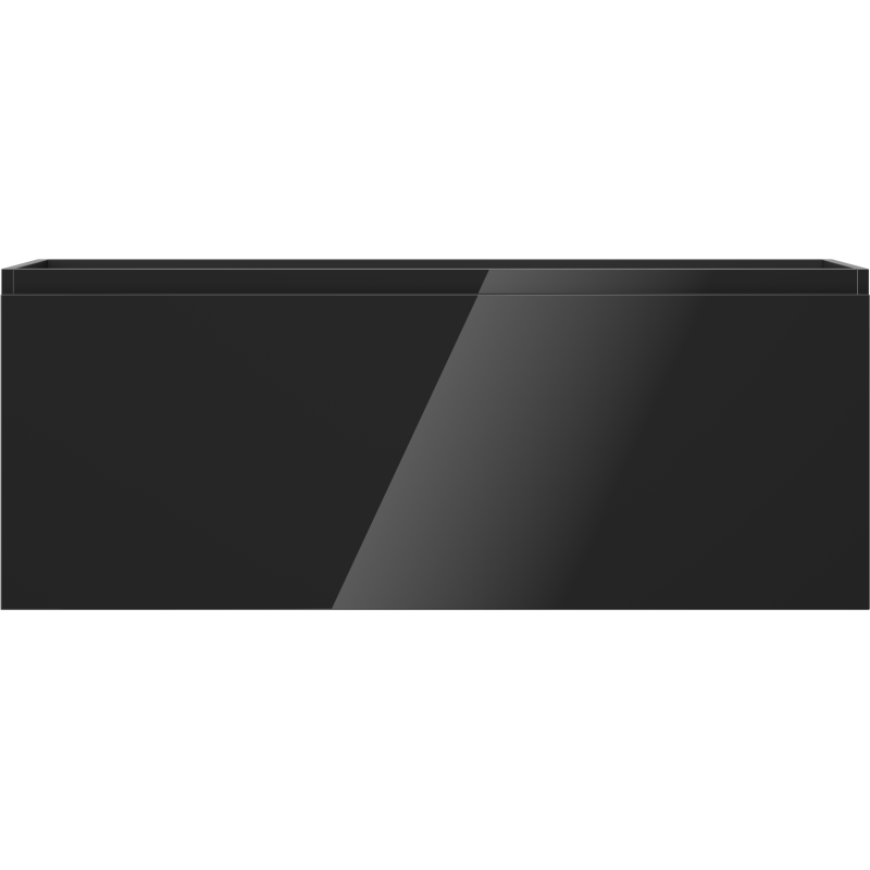 Underskap til servant Mexen Orio 120 cm i svart høyglans sett forfra med reflekterende stripe.