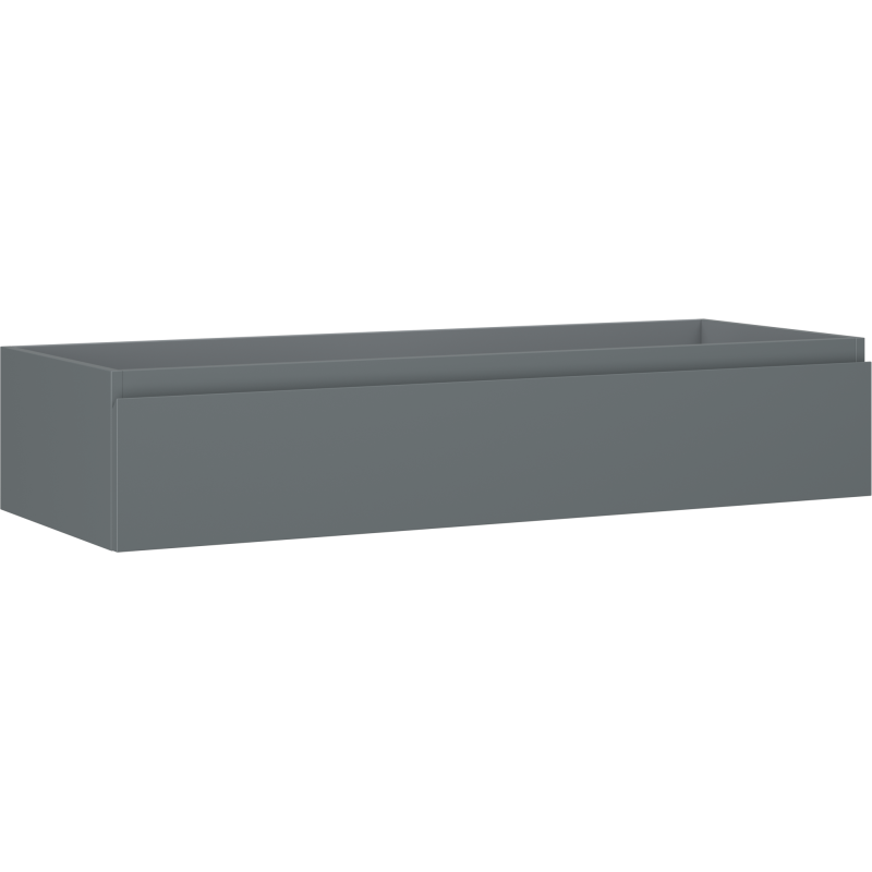Servantskap 120 cm grafitt matt med én skuff, sett fra skrått frontperspektiv.
