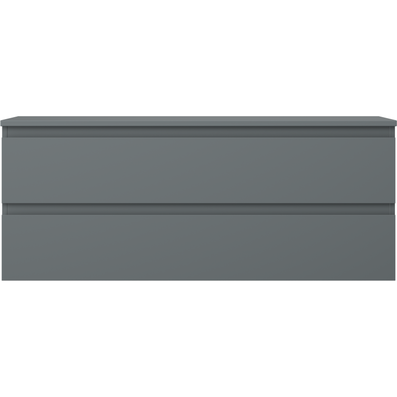 Underskap til servant i grafitt matt med to brede skuffer, vist rett forfra uten synlige håndtak.