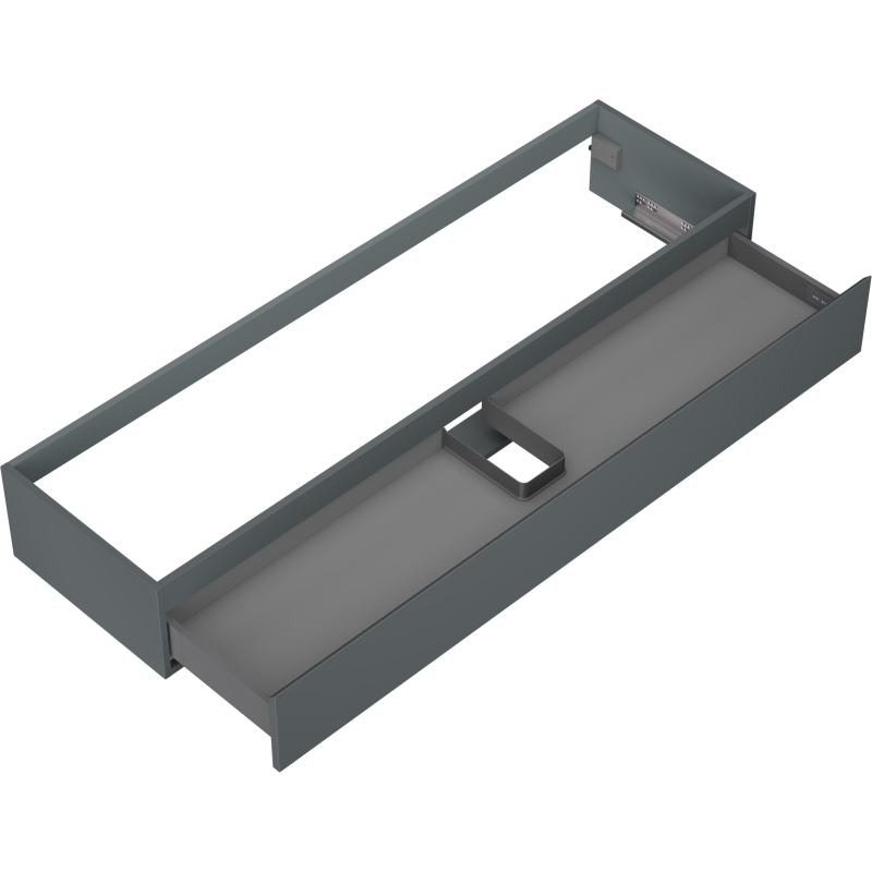 Servantskap uten vask 160 cm Mexen Orio i grafitt matt med åpen skuff og utsparing for rør.