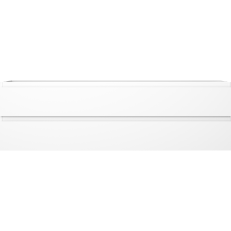 Underskap til servant Mexen Orio hvit matt 160 cm med to glatte skuffer sett forfra.