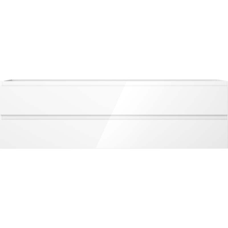 Underskap til servant Mexen Orio 160 cm i hvit høyglans med to skuffer, sett forfra.