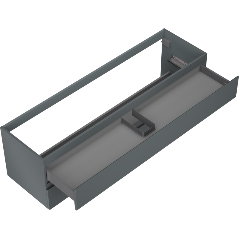 Servantskap uten vask 160 cm Mexen Orio grafitt matt med to skuffer sett ovenfra i skrå vinkel.