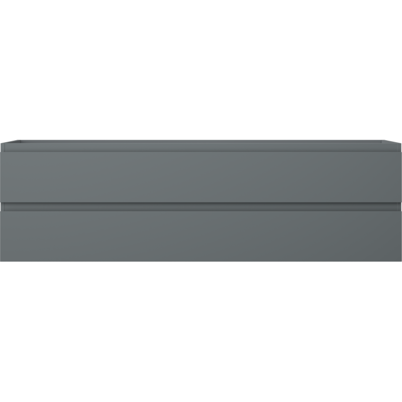 Underskap til servant i grafitt matt med to skuffer, rett forfra uten synlige håndtak.