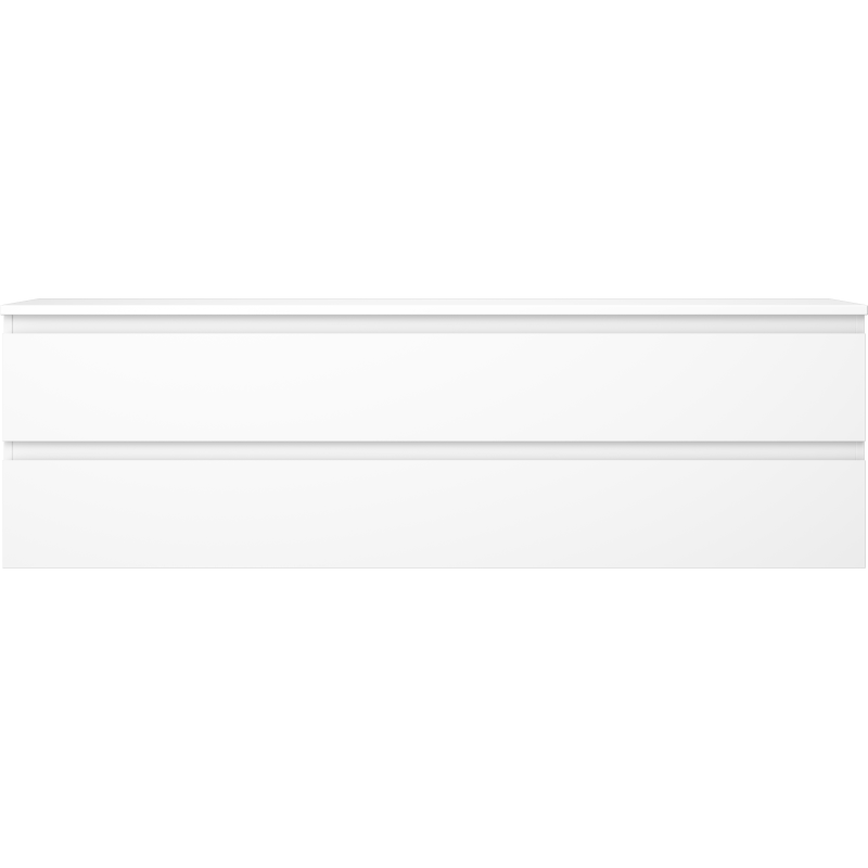 Underskap til servant 160 cm hvit matt med to brede skuffer uten synlige håndtak.