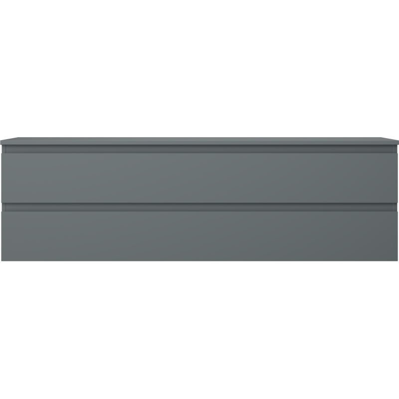 Underskap til servant Mexen Orio 160 cm i grafitt matt med to skuffer, sett fra siden.