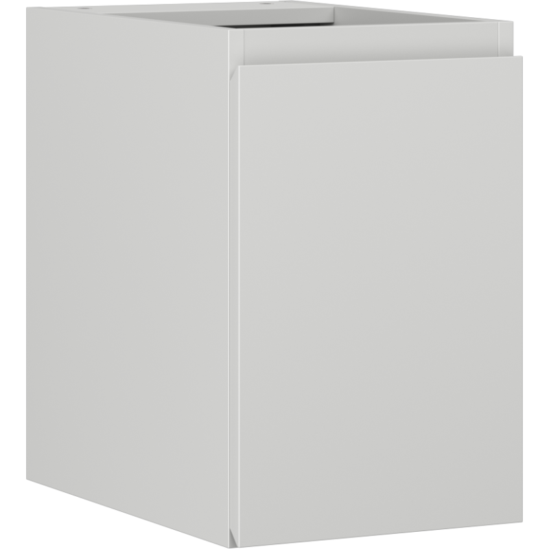 Servantskap 30 cm grå matt med én dør, sett skrått forfra uten synlige håndtak.