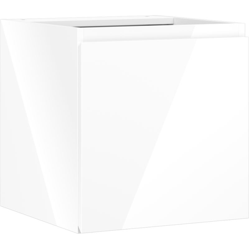 Servantskap 45 cm hvit høyglans, rektangulær modul sett skrått forfra uten synlige håndtak.