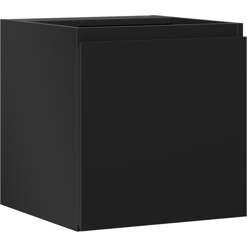 Servantskap 45 cm svart matt med én dør og minimalistisk design uten synlige håndtak.