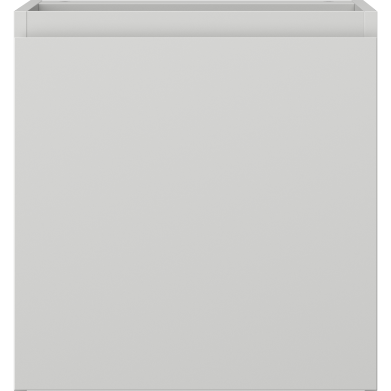 Underskap til servant i lys grå matt finish med glatt front og minimalistisk design, sett forfra.