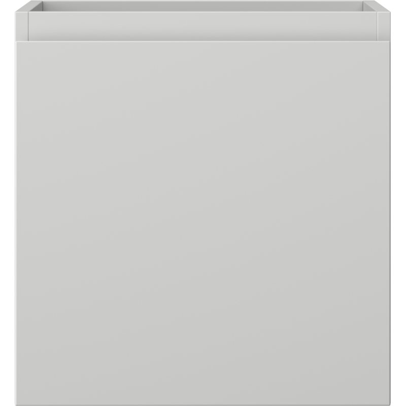 Underskap til servant i lys grå matt finish med én skuff, vist rett forfra uten synlige håndtak.