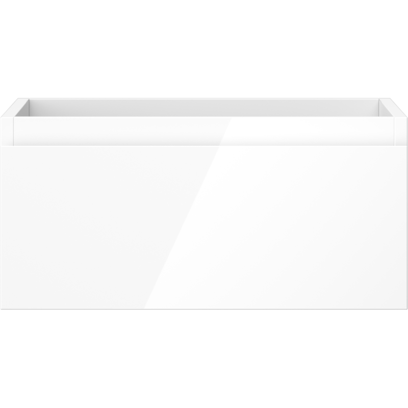 Underskap til servant i hvit høyglans, 50 cm bredt, sett rett forfra uten synlige håndtak.