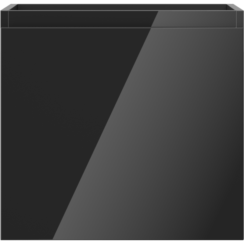 Underskap til servant i svart høyglans med glatt front og minimalistisk design, sett rett forfra.