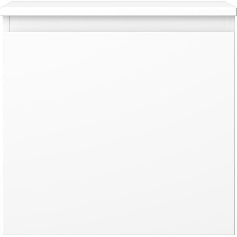 Underskap til servant 50 cm hvit matt med én skuff, sett rett forfra uten synlige håndtak.