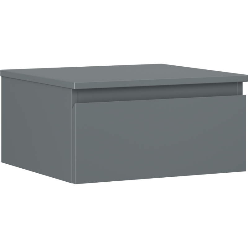 Servantskap 50 cm i grafitt matt med én skuff, sett fra skrå vinkel uten synlige håndtak.