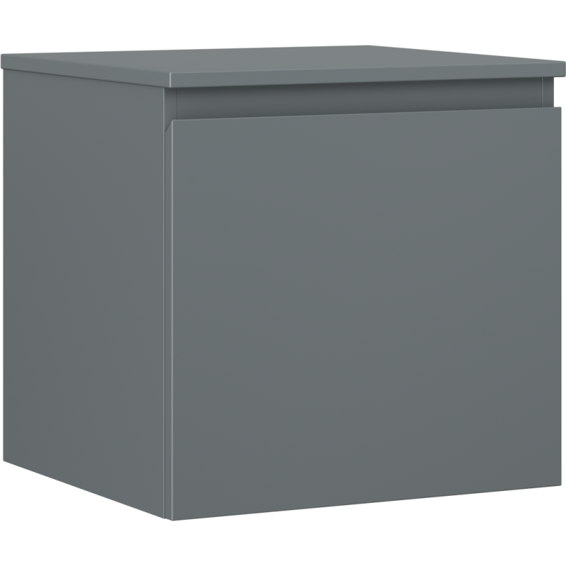 Servantskap 50 cm Mexen Orio i grafitt matt med én skuff, sett fra hjørneperspektiv.