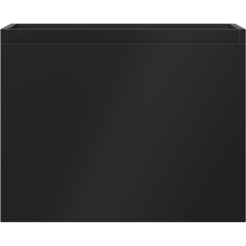 Underskap til servant i svart matt metall, rektangulært design med én skuff, sett rett forfra.