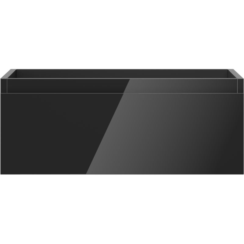 Underskap til servant Mexen Orio 60 cm i svart høyglans med én skuff, sett rett forfra.