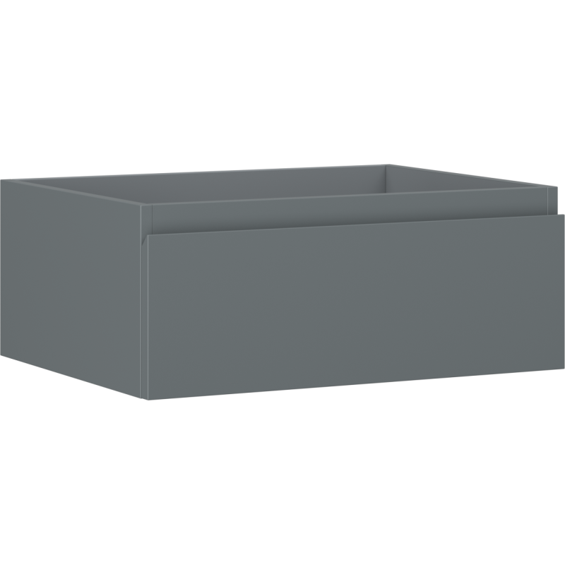 Servantskap 60 cm grafitt matt med én skuff, sett skrått forfra uten synlige håndtak.