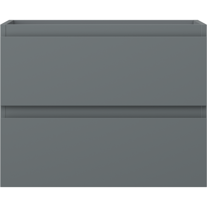 Underskap til servant i grafitt matt med to brede skuffer uten synlige håndtak, sett forfra.