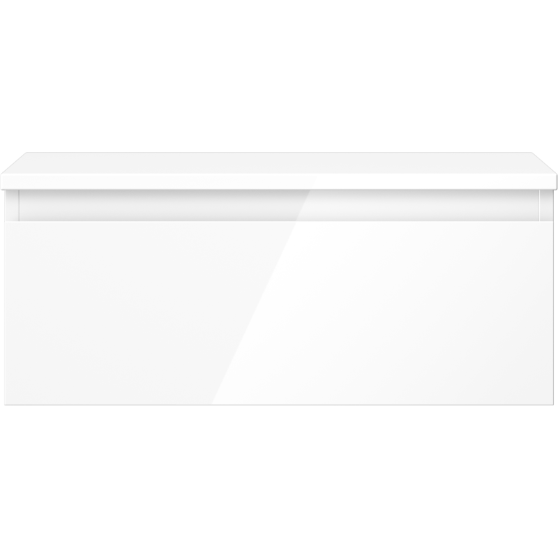 Underskap til servant Mexen Orio 60 cm i hvit høyglans med én skuff, sett rett forfra.