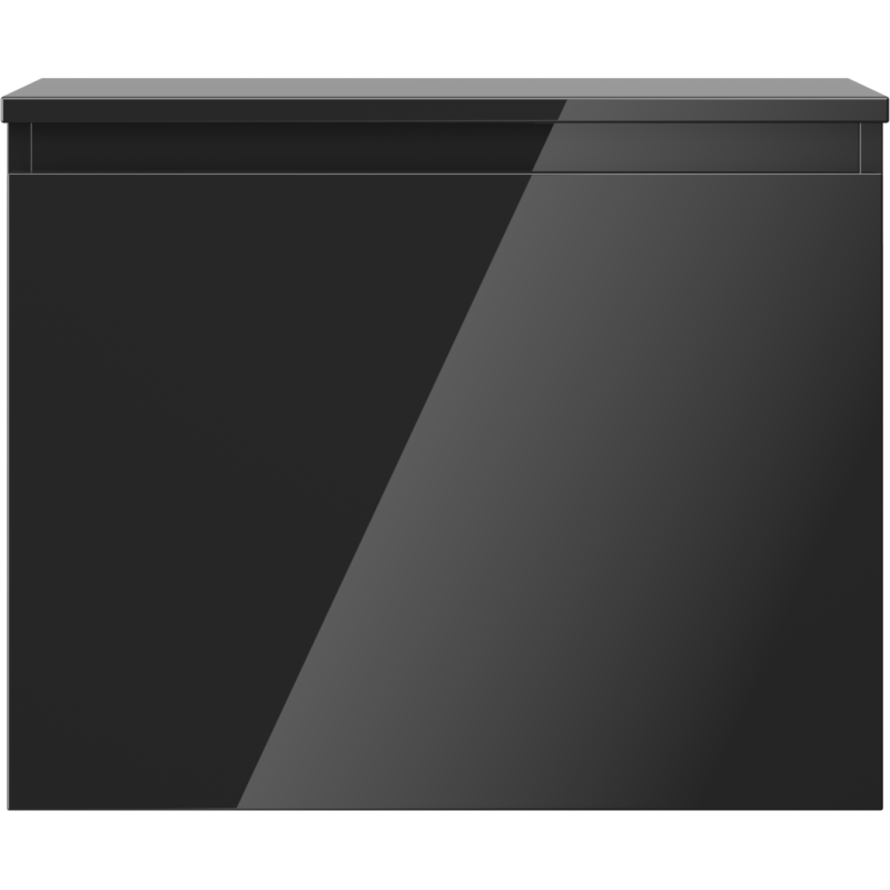 Underskap til servant i svart høyglans, 60 cm, sett forfra med blank front og moderne design.