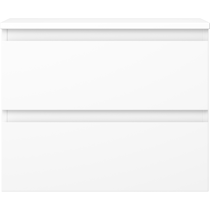 Underskap til servant i hvit matt finish med to skuffer og håndtaksløst, moderne design.