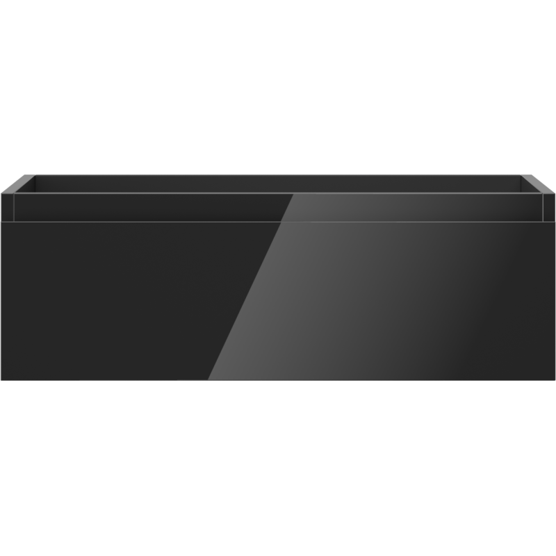 Underskap til servant 70 cm i svart høyglans med slett front og én skuff, sett forfra.