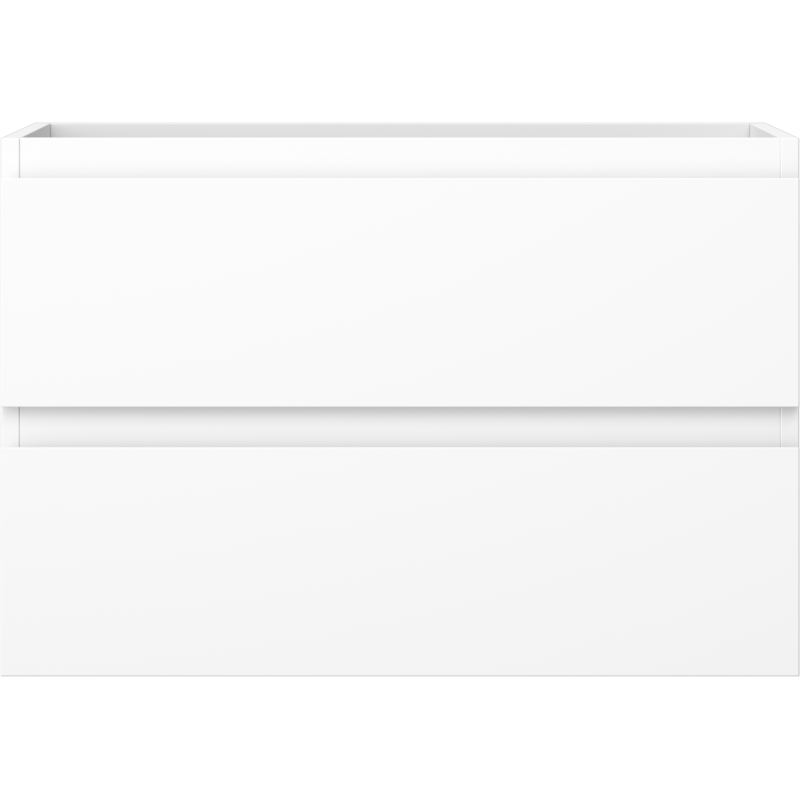 Underskap til servant Mexen Orio 70 cm i hvit matt med to skuffer uten håndtak, sett forfra.