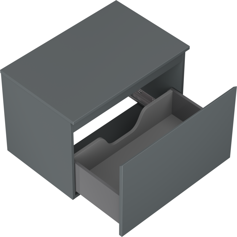 Servantskap uten vask 70 cm grafitt matt med åpen skuff og innvendig skillevegg.